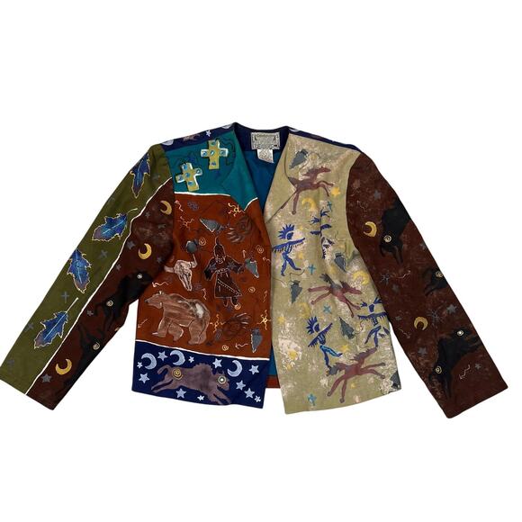 Vintage Portable Art by Robin Brown Hand Painted Wearable Art Jacket Women Sz M